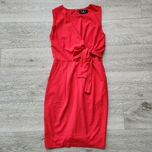 Lulus Red Sleeveless Midi Wrap Dress Womens Small Front Tie Faux Wrap Nwt